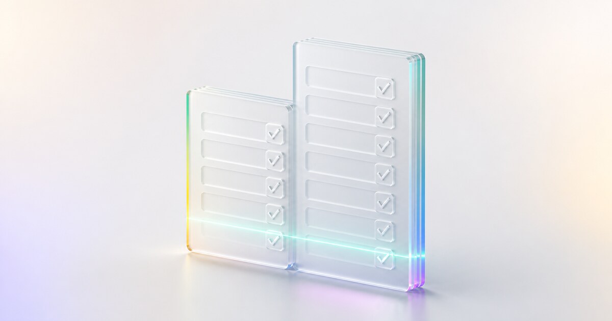 Two layered glass test suites with different lengths and one shared verification line.